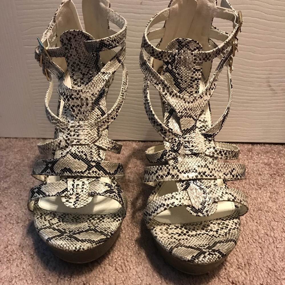 Bucco snakeskin wedge sandal